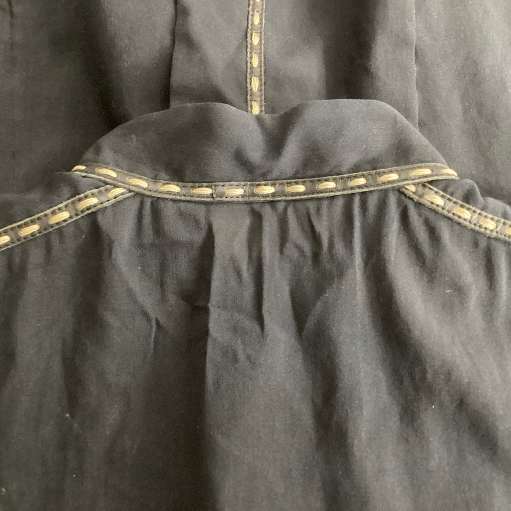 Fendi Black Cotton Button Up Blouse Leather Trim Flawed 40 (Sm) - Picture 4 of 10